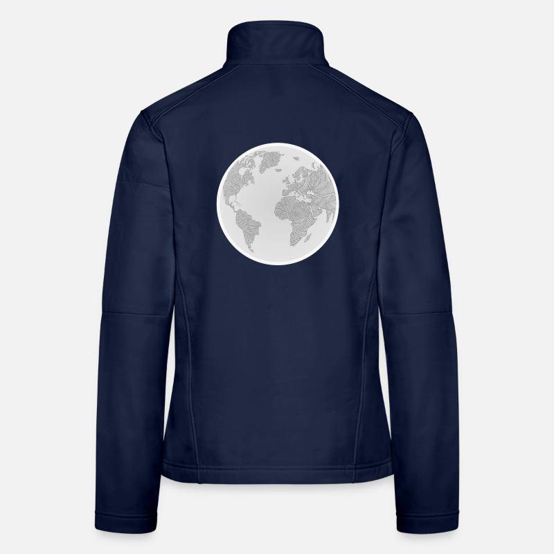Conception géométrique du globe Veste en tissu softshell Femme