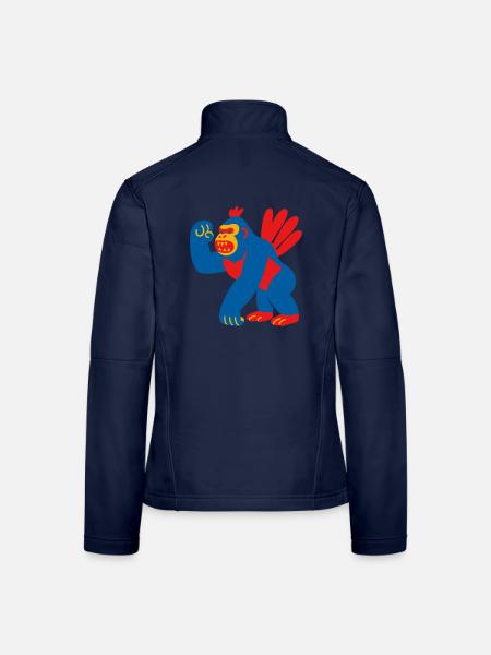 Popart Fantasy Gorilla - Frauen Softshelljacke - Navy - Hinten