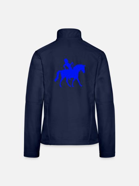 Pferd Mann Schnell Reiten Silhouette Reiter Junge - Frauen Softshelljacke - Navy - Hinten