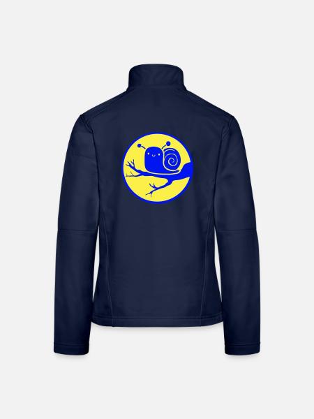 Schnecke Baum Ast Nacht Mond Rund Süß Glücklich - Frauen Softshelljacke - Navy - Hinten
