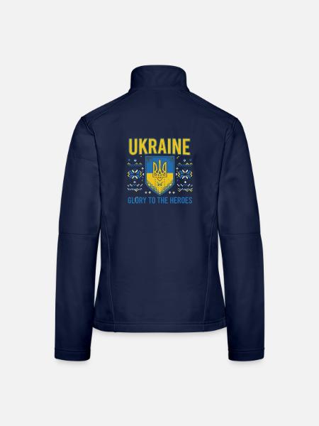 Ukraine Wappen Ruhm T-Shirt - Frauen Softshelljacke - Navy - Hinten