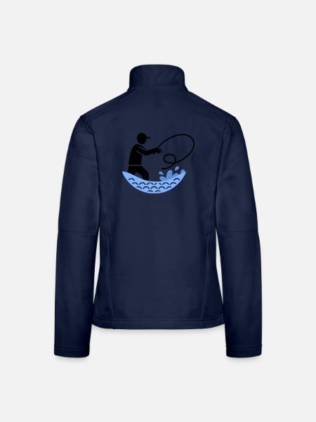 Angeln & Fischen | Petri Heil Hobby Logo - Frauen Softshelljacke - Navy - Hinten