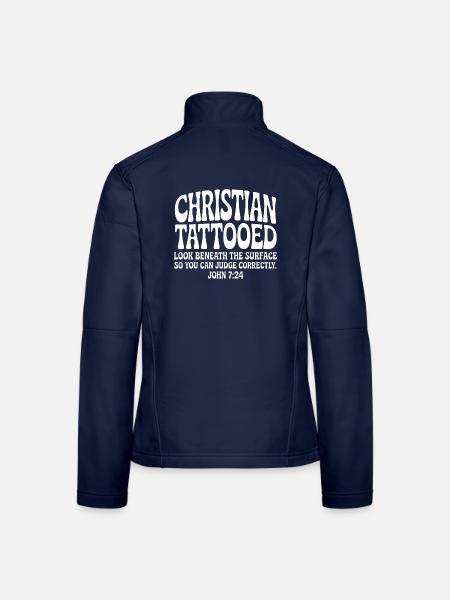 Christlich tätowierter Blick unter die Oberfläche - Frauen Softshelljacke - Navy - Hinten
