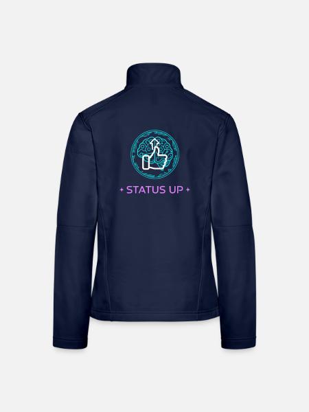Status Up Brain Gehirn Level Up AI - Frauen Softshelljacke - Navy - Hinten