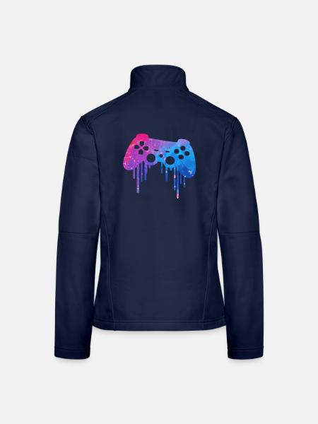 Gaming splash - Frauen Softshelljacke - Navy - Hinten