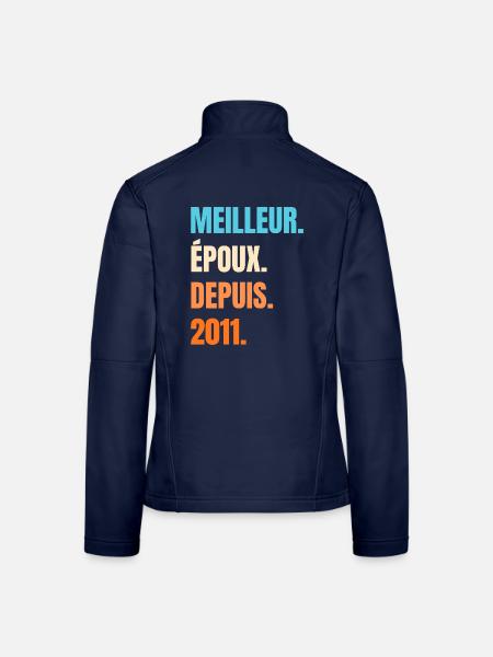 Meilleur Époux Depuis 2011 Cadeau Mari - Veste en tissu softshell Femme - bleu marine - Dos