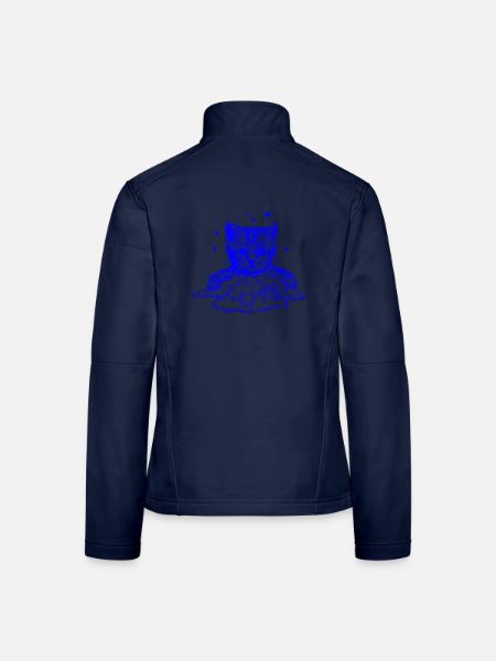 Blauer Katze auf Wolken - Frauen Softshelljacke - Navy - Hinten