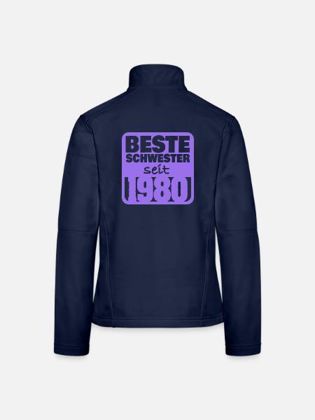 Schwesterchen 1980 - Frauen Softshelljacke - Navy - Hinten