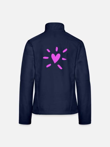 Herz Strahlen Liebe Love pink Comic Like Fan - Frauen Softshelljacke - Navy - Hinten