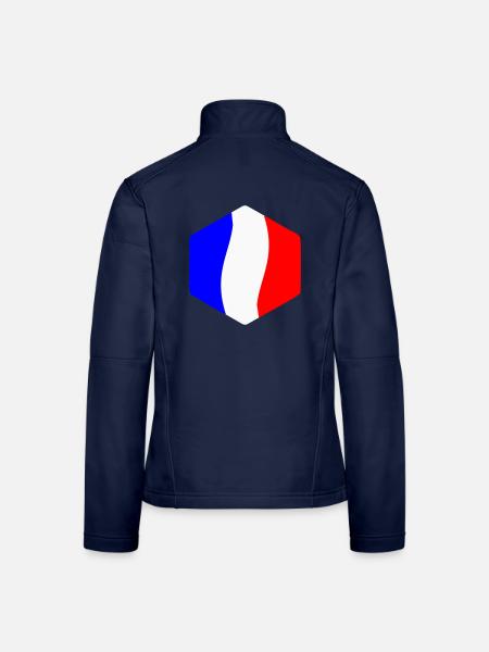 Abstrakt Trikolore Blau, Weiß, Rot, gebogen - Frauen Softshelljacke - Navy