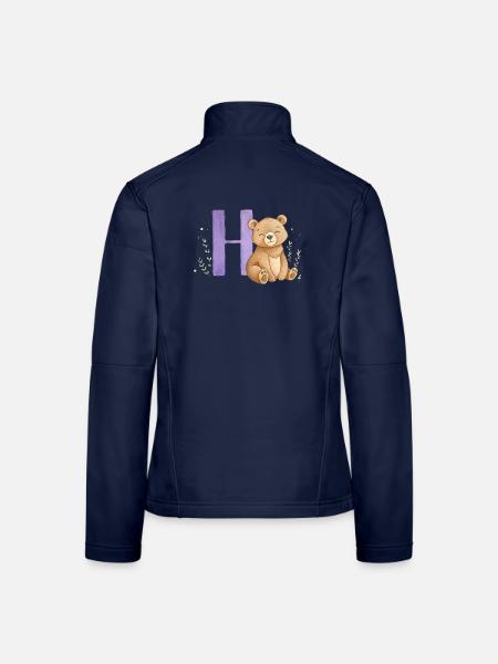 Kuschelbär am Buchstaben H - Frauen Softshelljacke - Navy - Hinten