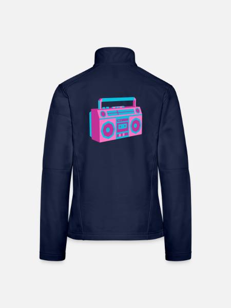 Boombox Ghettoblaster 80er Retro Roller Disco - Frauen Softshelljacke - Navy - Hinten