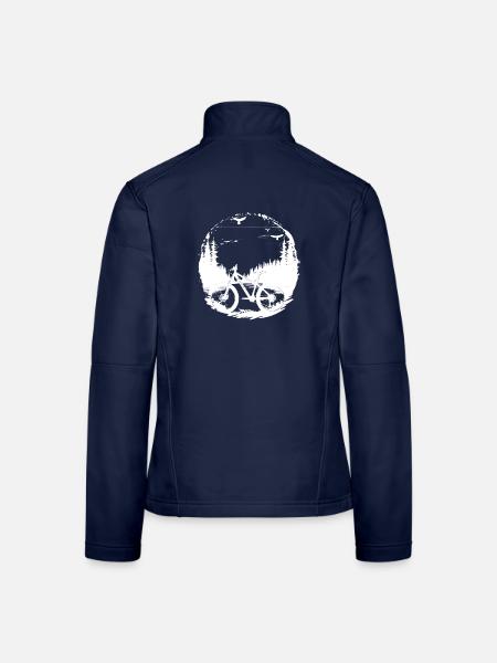 Mountainbiker Illustration - Frauen Softshelljacke - Navy - Hinten