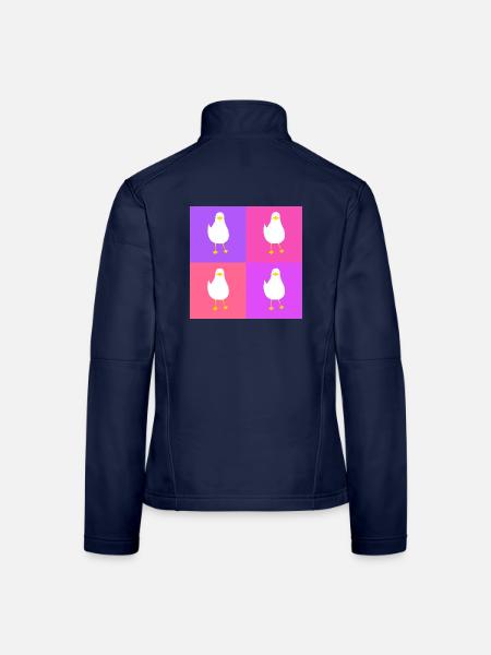 MeinsMeinsMeins - rosa Möwen Pop up - Frauen Softshelljacke - Navy