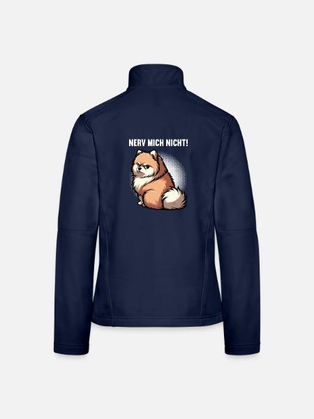 Nerv Mich Nicht Zwergspitz Zwergspitze Spitzhund  - Frauen Softshelljacke - Navy - Hinten