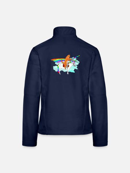 Katzenritter auf Rainbow Unicorn - Frauen Softshelljacke - Navy