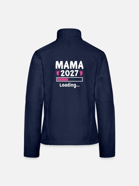 Mama 2027 Herzschlag Werdende Mutter 2027 - Frauen Softshelljacke - Navy - Hinten