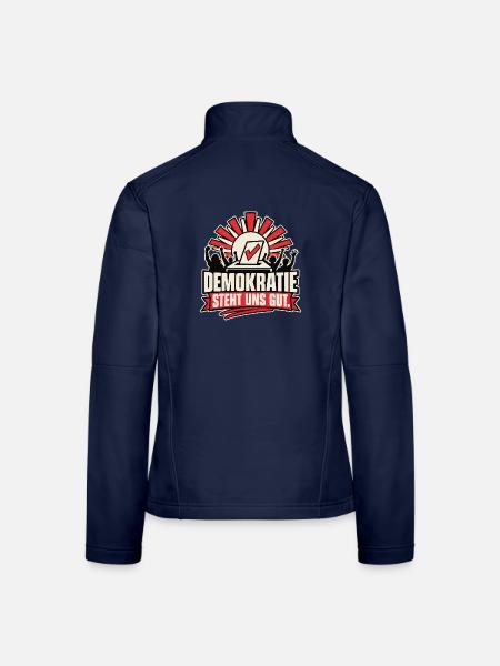 Demokratie steht uns gut – Statement - Frauen Softshelljacke - Navy