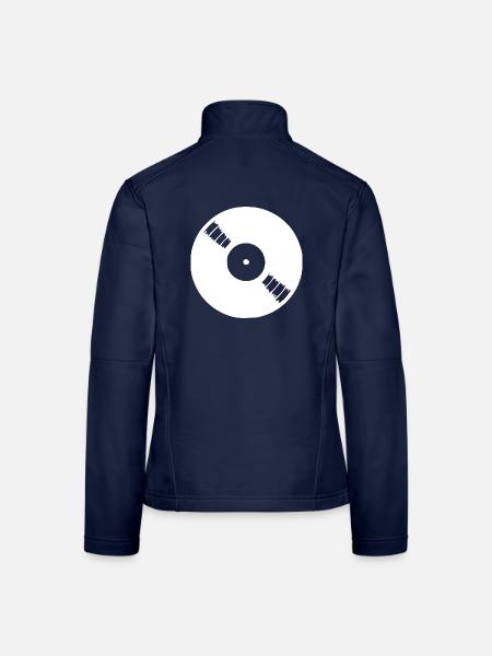 Retro Schallplatte DJ Geschenk  - Frauen Softshelljacke - Navy - Hinten