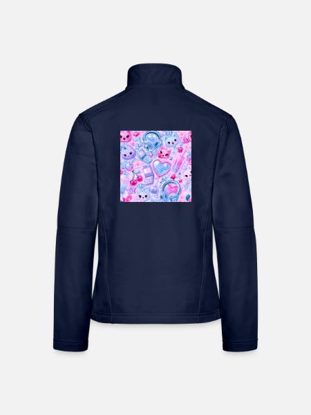 Kawaii Pastel Pop & Y2K - Frauen Softshelljacke - Navy - Hinten