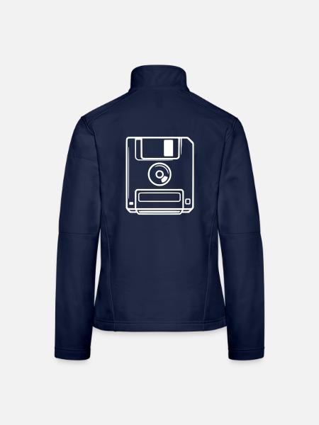 Retro Diskette Vintage Computer Symbol - Frauen Softshelljacke - Navy - Hinten