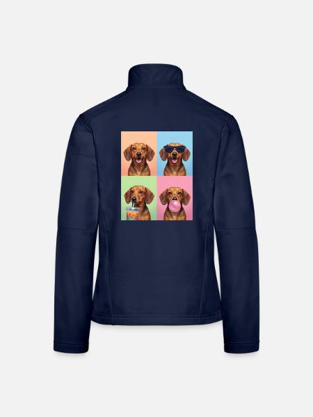 Hunde Dackel Hund - Frauen Softshelljacke - Navy - Hinten
