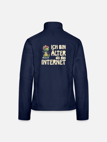 Ich bin älter als das Internet - Hippie Dino  - Frauen Softshelljacke - Navy - Hinten
