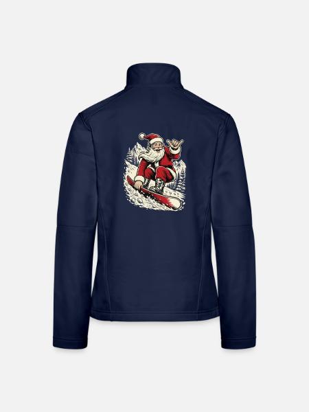 Santa Shaka Snowboarding – Snowboarder-Weihnachten - Frauen Softshelljacke - Navy - Hinten
