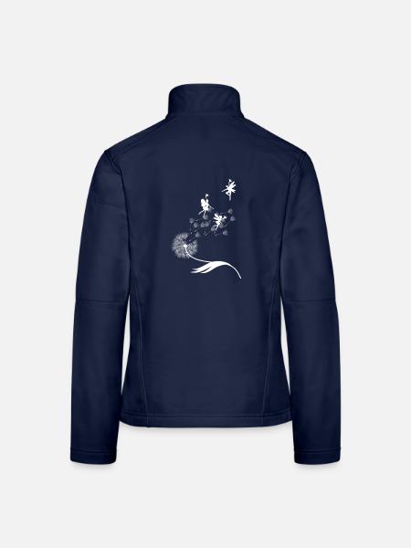 Schmetterlingdesign Pusteblumen Wiese Herzen Feen - Frauen Softshelljacke - Navy - Hinten