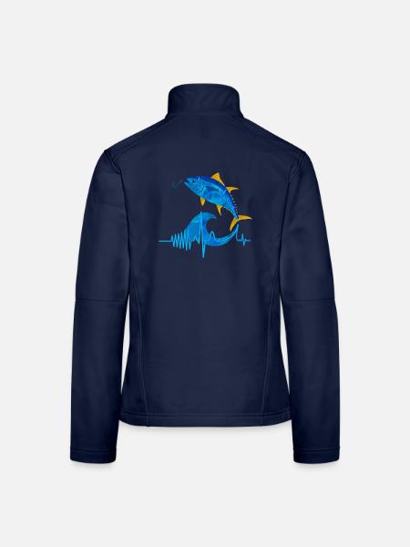 Passion Angeln Herzfrequenz – Angelherzschlag - Frauen Softshelljacke - Navy - Hinten