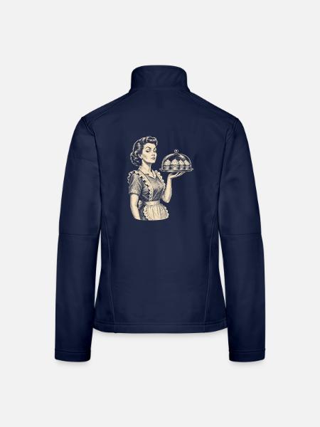  Retro-hausfrau Seitlicher Blick Vintage-cupcakes - Frauen Softshelljacke - Navy - Hinten