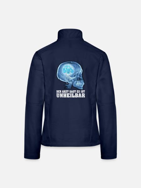 Traktor Landwirt Bauer Unheilbar Lustiger Spruch - Frauen Softshelljacke - Navy - Hinten