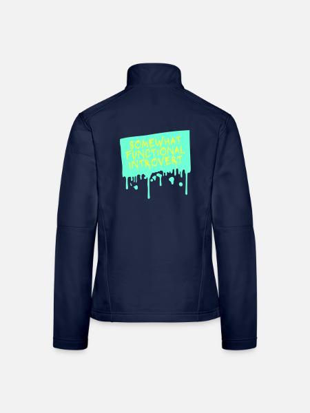Somewhat Functional Introvert Spruch Logo Text - Frauen Softshelljacke - Navy - Hinten