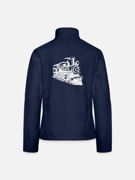 Dampflokomotive Zeichnung - Frauen Softshelljacke - Navy - Hinten