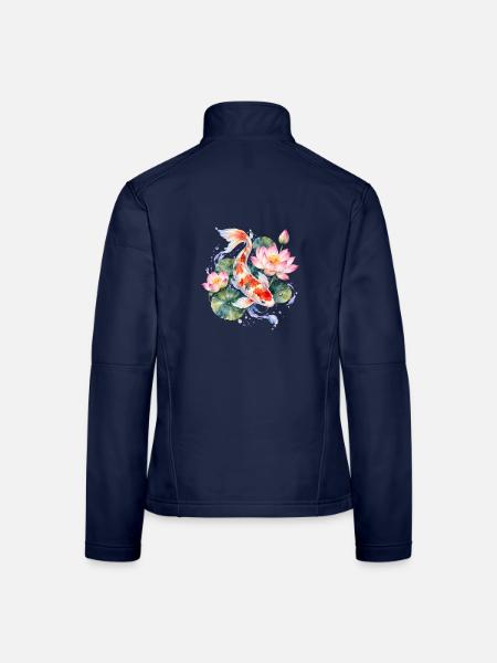 Koi-fische Japanische Koi-fische Koi-karpfen - Frauen Softshelljacke - Navy - Hinten