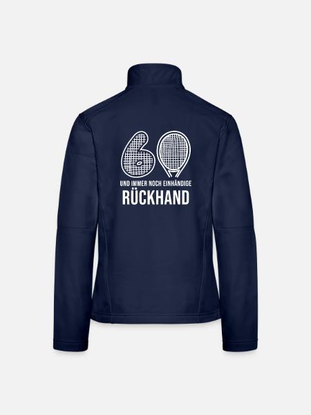60 Geburtstag Tennis Einhändige Rückhand - Frauen Softshelljacke - Navy - Hinten
