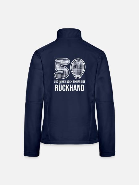 50 Geburtstag Tennis Einhändige Rückhand - Frauen Softshelljacke - Navy - Hinten