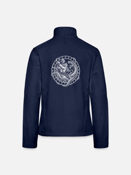 Thor und die Weltenschlange – Runenkreis - Frauen Softshelljacke - Navy - Hinten