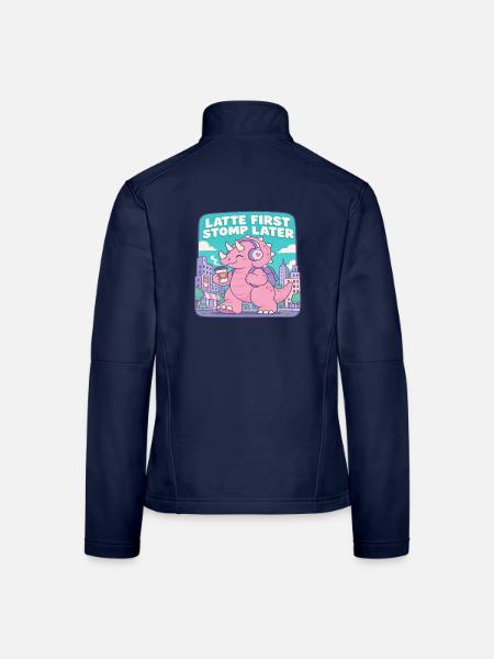 Latte First Stomp Later Dino - Frauen Softshelljacke - Navy - Hinten