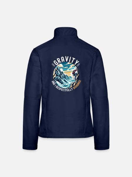 Gravity und ich widersprechen das Klettern respektvoll - Frauen Softshelljacke - Navy - Hinten