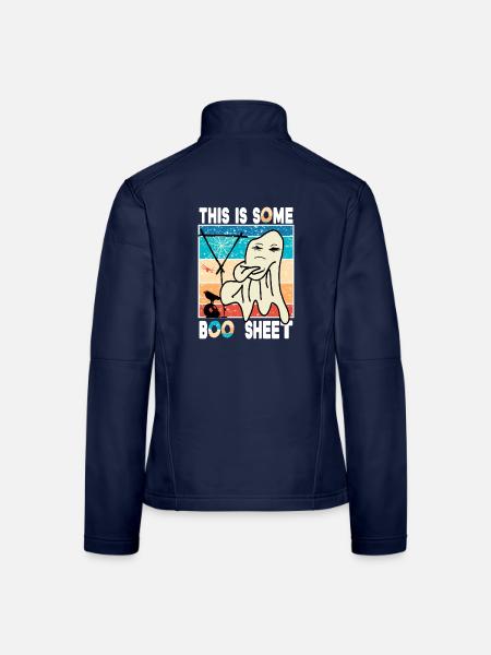 This is Some Boo Sheet Spruch Vintage Fu Halloween - Frauen Softshelljacke - Navy - Hinten
