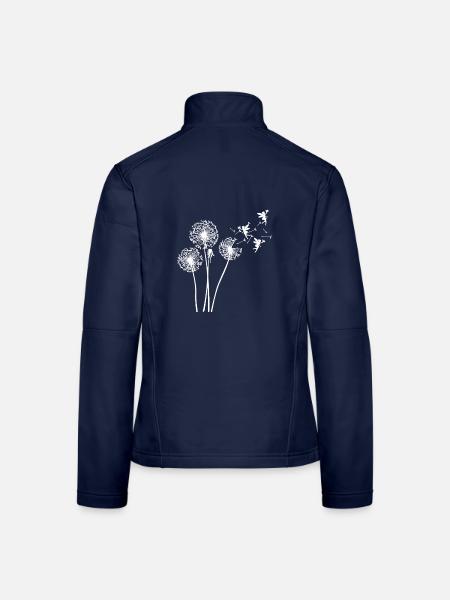 Schmetterlingdesign Pusteblumen Wiese Herzen Feen - Frauen Softshelljacke - Navy - Hinten