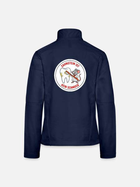 Tierzahnheilkunde Maus Zahnstein Spruch Shirt - Frauen Softshelljacke - Navy - Hinten