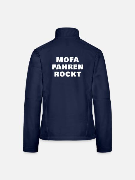 Mofa Rockt Spruch - Frauen Softshelljacke - Navy - Hinten