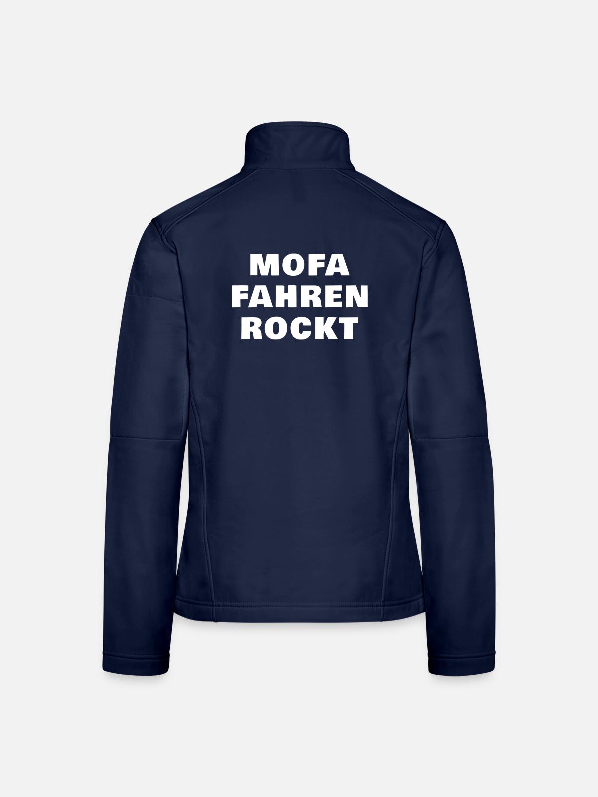 Mofa Rockt Spruch - Frauen Softshelljacke - Navy - Hinten