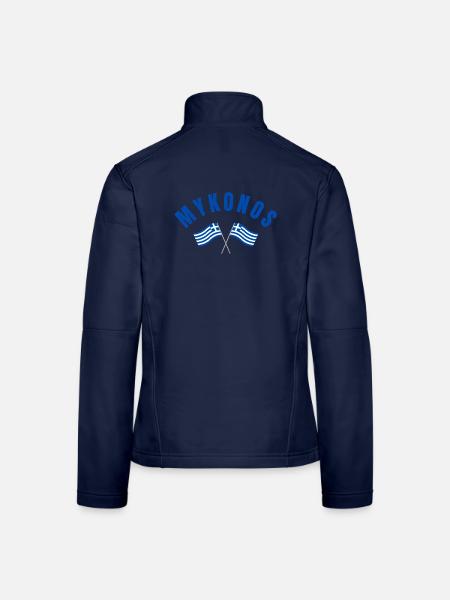 Griechische Flaggen von Mykonos - Frauen Softshelljacke - Navy - Hinten
