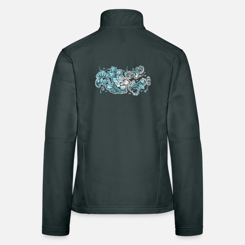 Blue Flower Pattern Women's Softshell Jacket