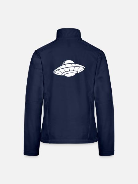 Vecteur Grunge Vintage du Vaisseau Spatial OVNI - Veste en tissu softshell Femme - bleu marine - Dos