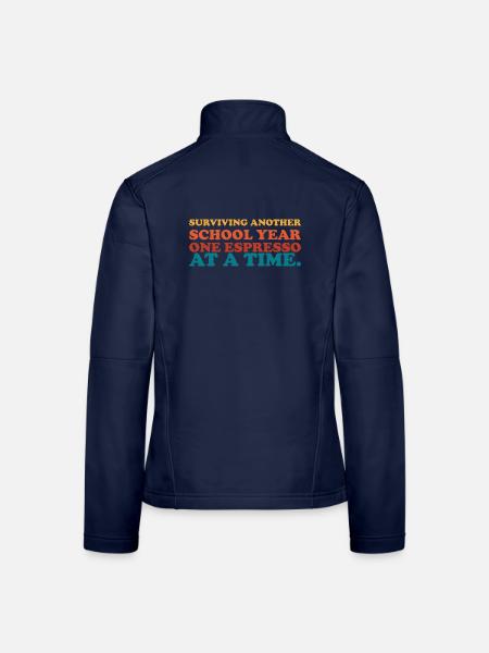 Espresso-Sarkasmus im Schuljahr überleben - Frauen Softshelljacke - Navy - Hinten