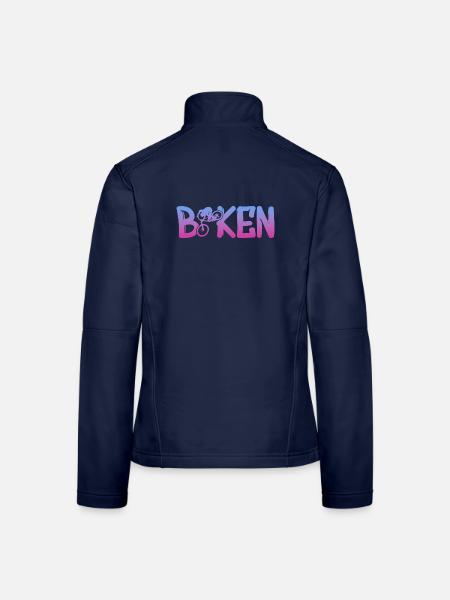 Gradient Fahrradlogo mit Bike Silhouette - Frauen Softshelljacke - Navy - Hinten